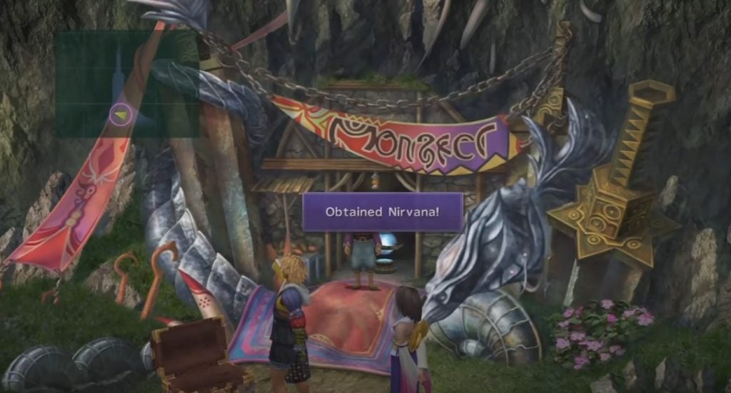 The location of Yuna's Celestial Weapon, Nirvana, in the Calm Lands in Final Fantasy X.