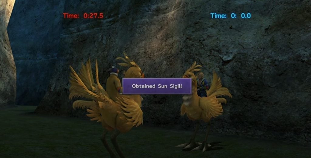 Tidus obtaining the Sun Sigil after winning a Chocobo race in Final Fantasy X.