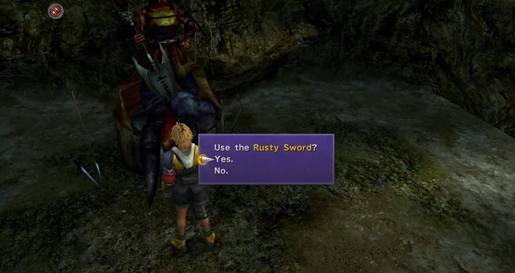 Using the Rusty Sword to obtain Auron's Masamune in Final Fantasy X.