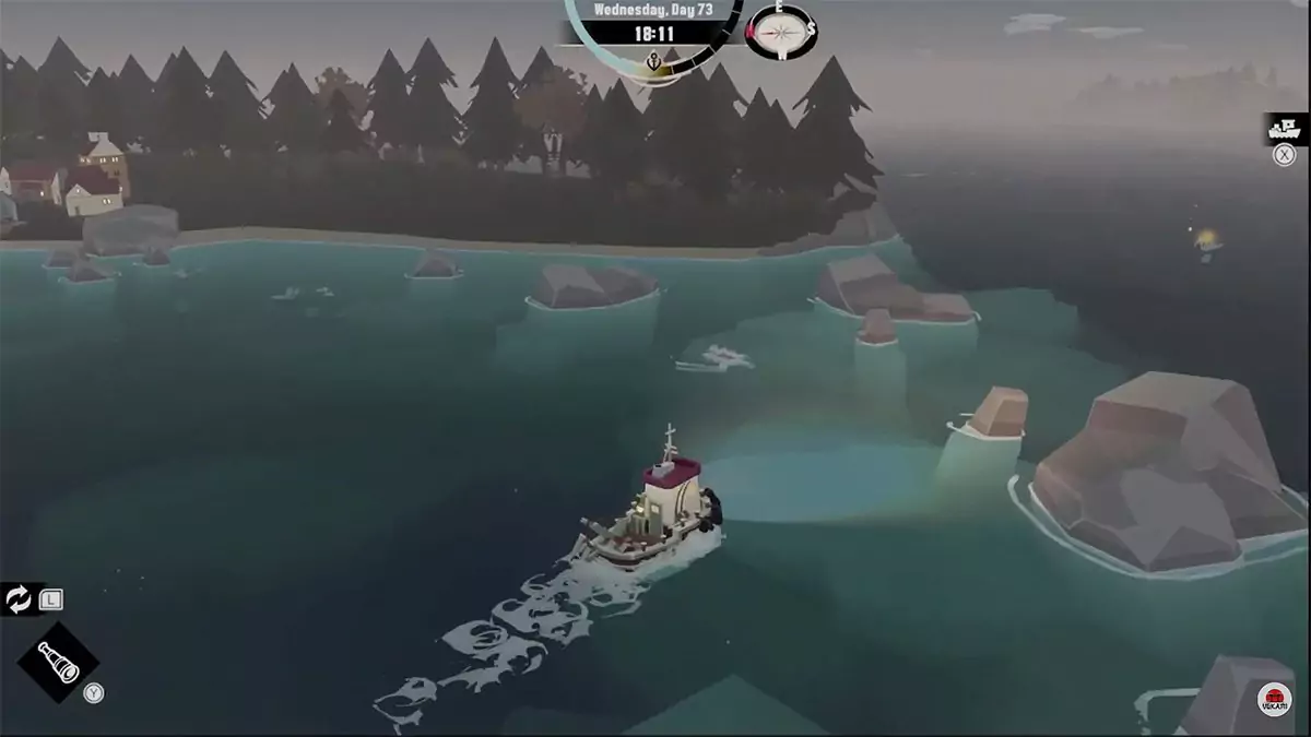 A player approaching a Lumber dredging spot near Little Marrow in DREDGE.