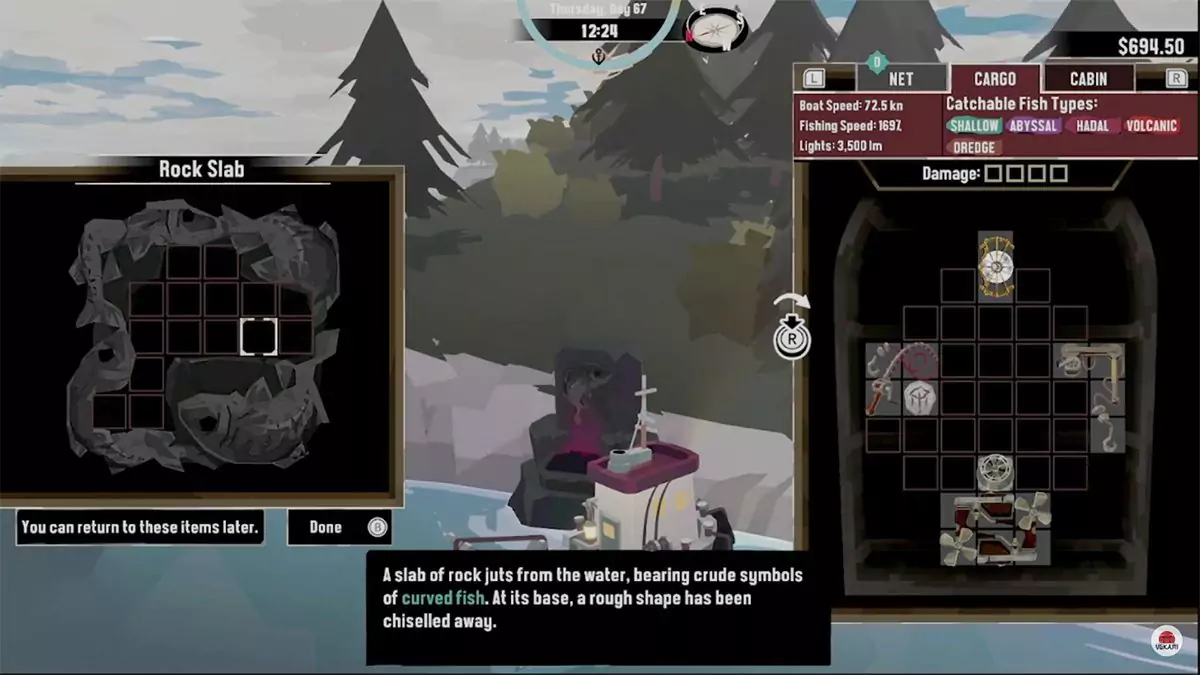 The player looking at the altar that eventually gives them the Sinew Spindle.