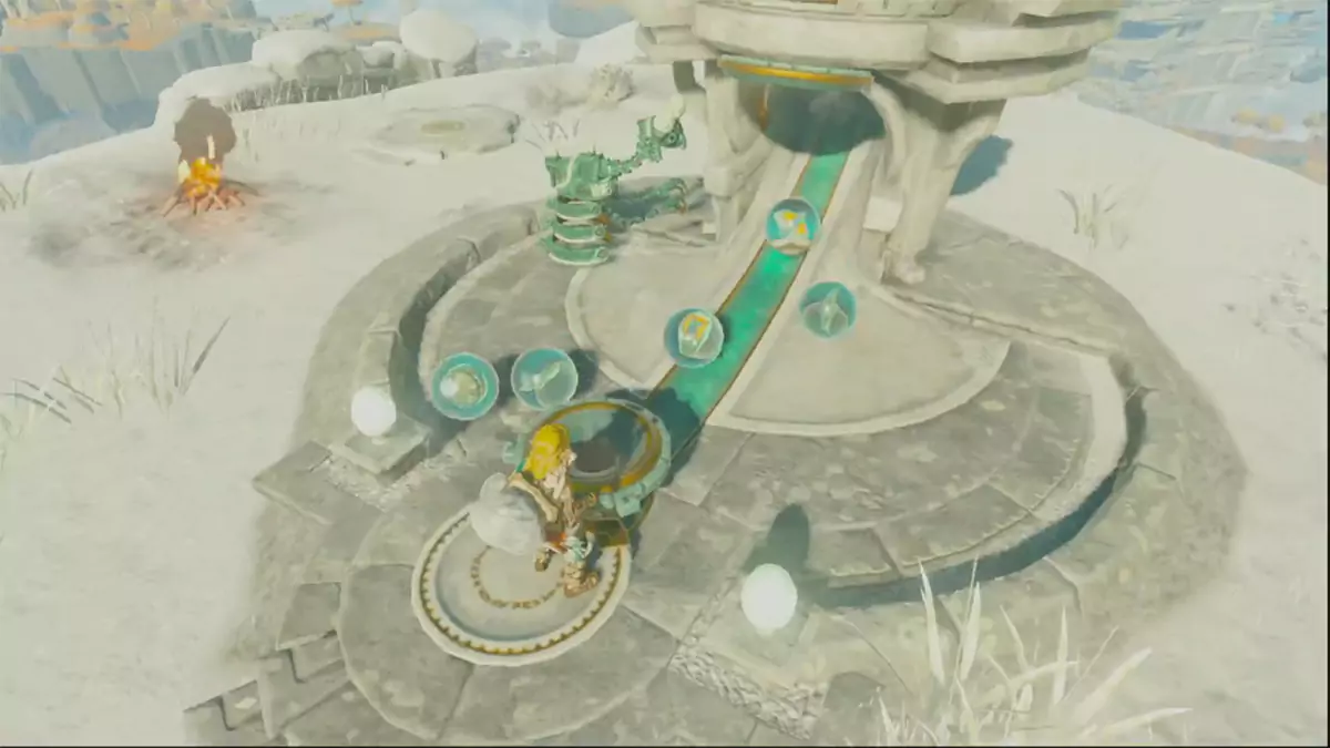 Link getting a few items from an Item Dispenser in The Legend of Zelda: Tears of the Kingdom.