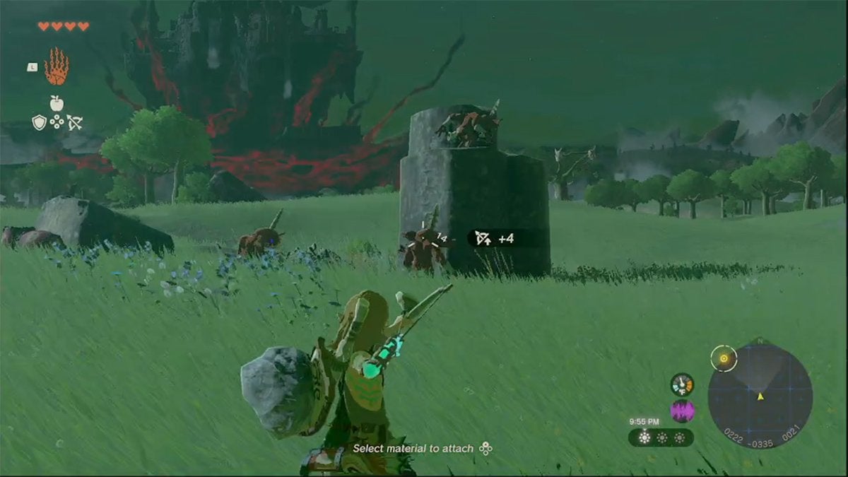 Link drawing back his bow while aiming at a Bokoblin in The Legend of Zelda: Tears of the Kingdom.