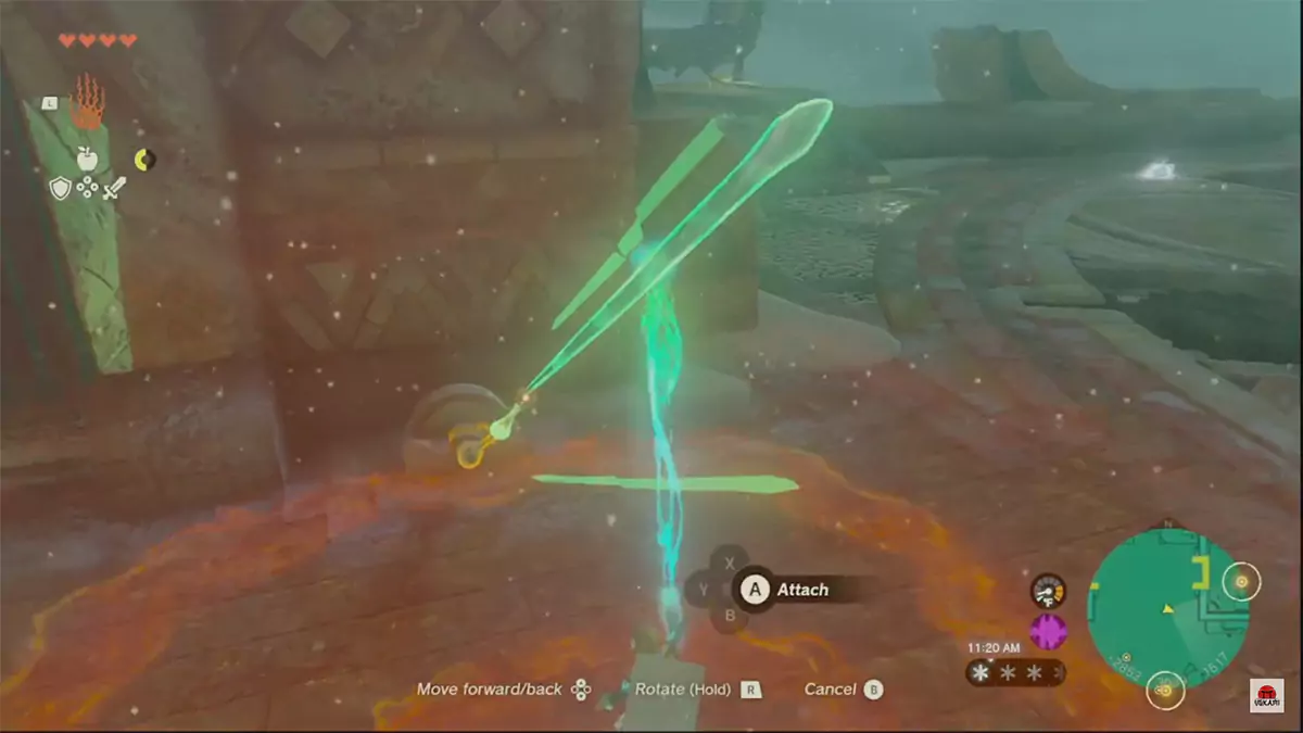 Link attaching an icicle to a broken lever.