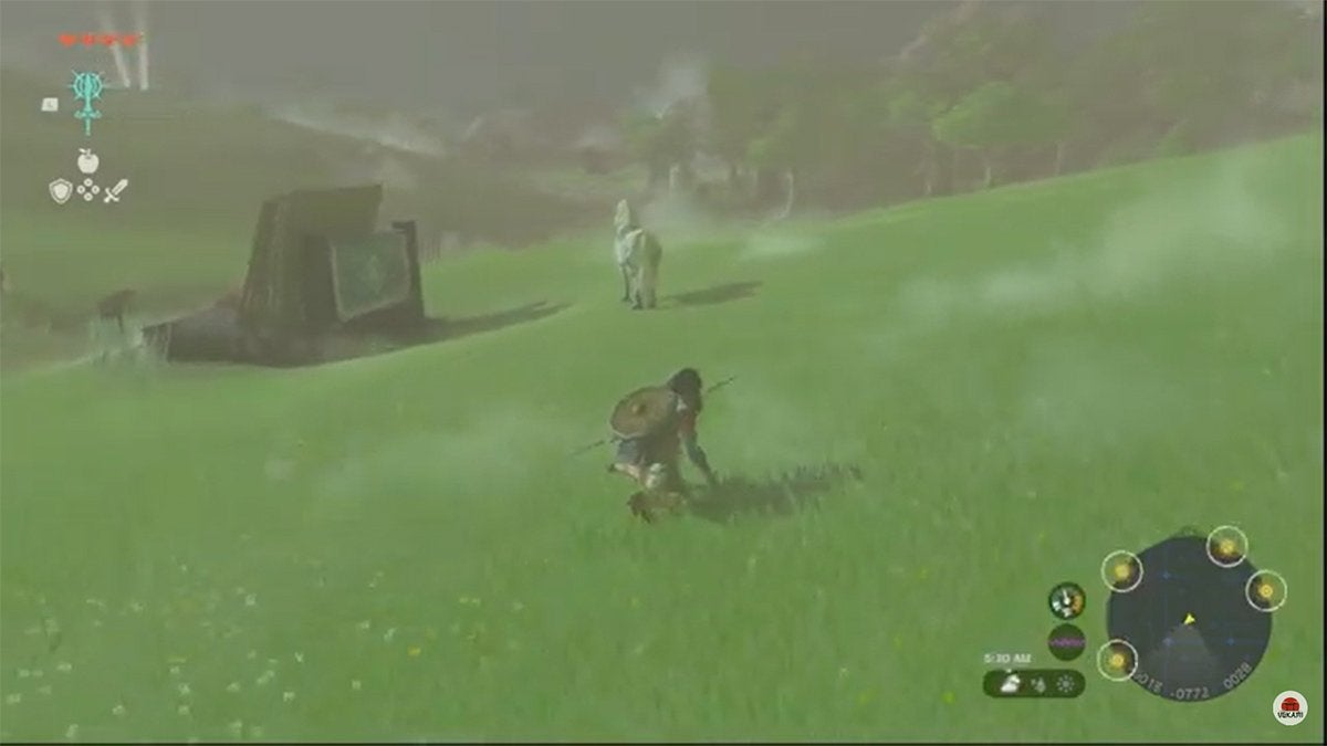Link sneaking up directly behind a horse.