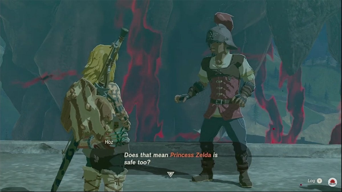 Link speaking with Captain Hoz in The Legend of Zelda: Tears of the Kingdom.