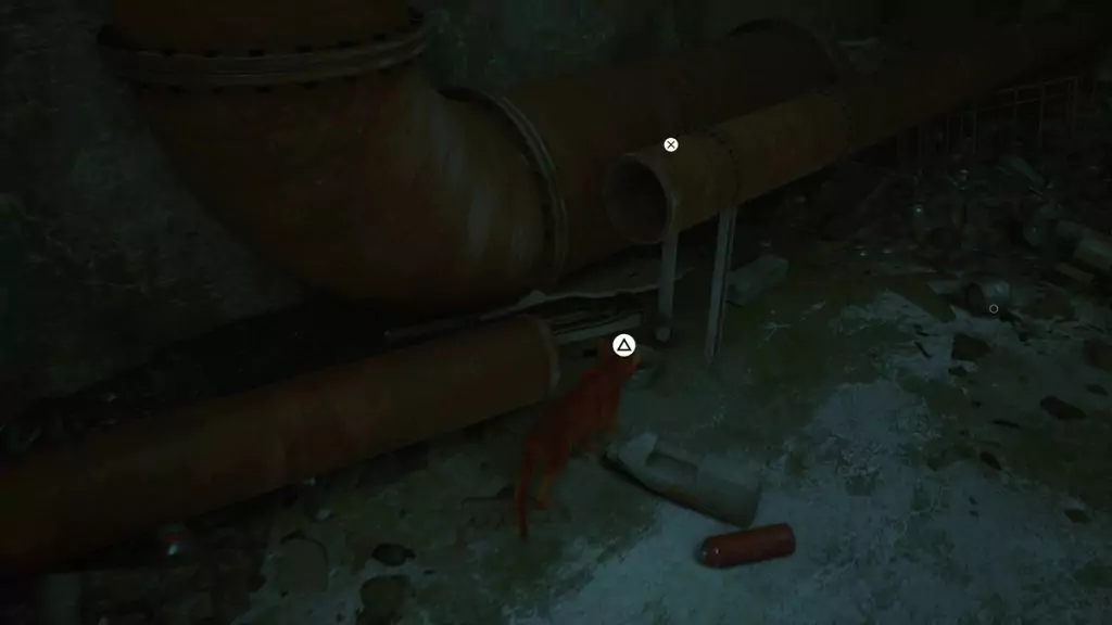 The cat picking up a bucket in Stray.