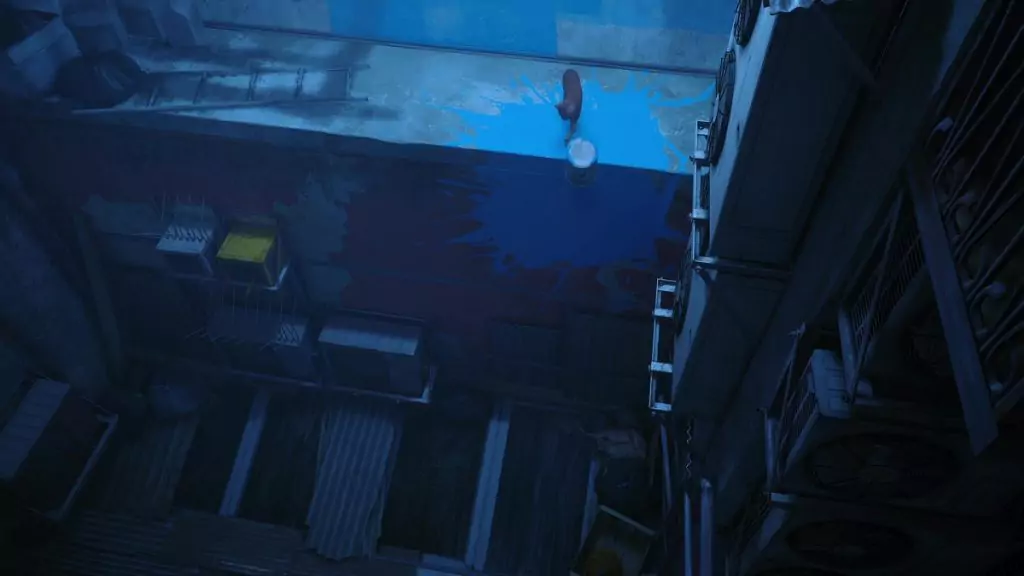 The cat pushing a paint can from a ledge in Stray.