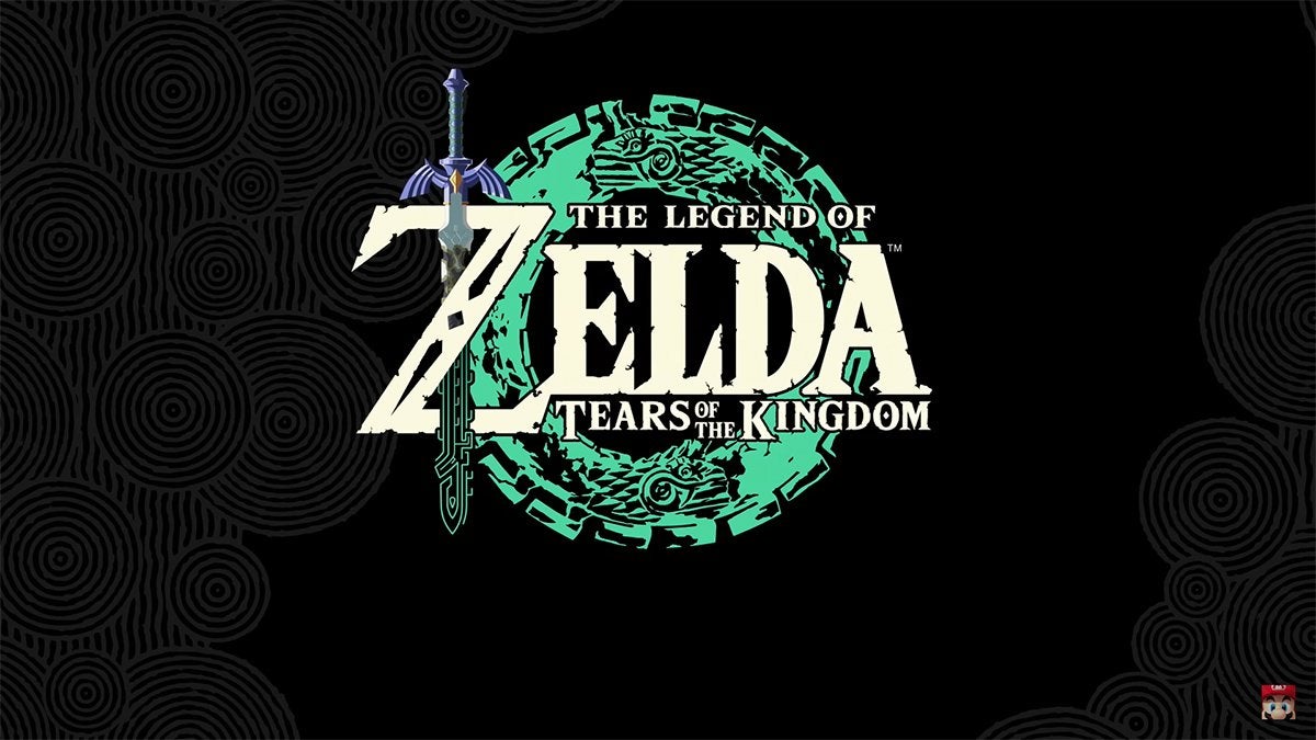 The logo for The Legend of Zelda: Tears of the Kingdom, which depicts two green serpents in a ring eating each other's tails behind the title text.