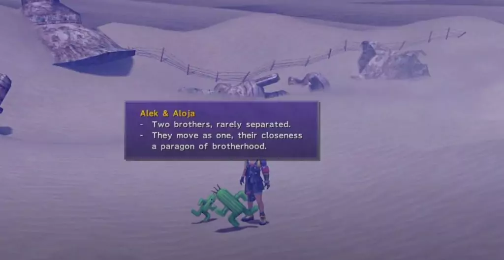 Alex and Aloja location in the Cactuar sidequest in Final Fantasy X.