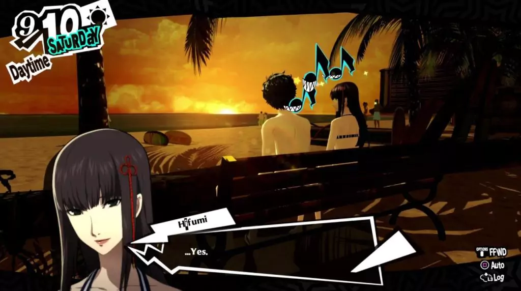 Hifumi in Hawaii in Persona 5 Royal.