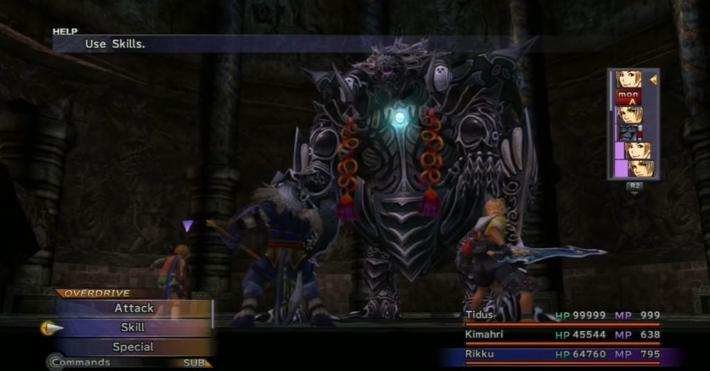 The battle with Omega Weapon in Final Fantasy X.