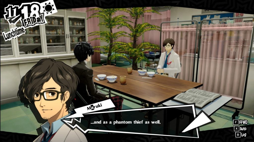 Maruki confronting the protagonist about his role in the Phantom Thieves in Persona 5 Royal.