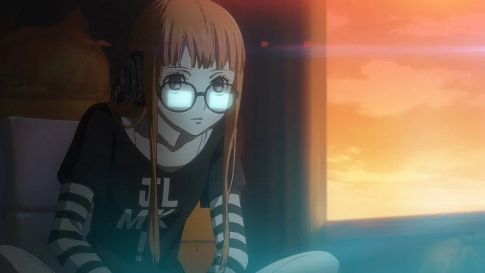 Futaba on her computer in Persona 5 Royal.