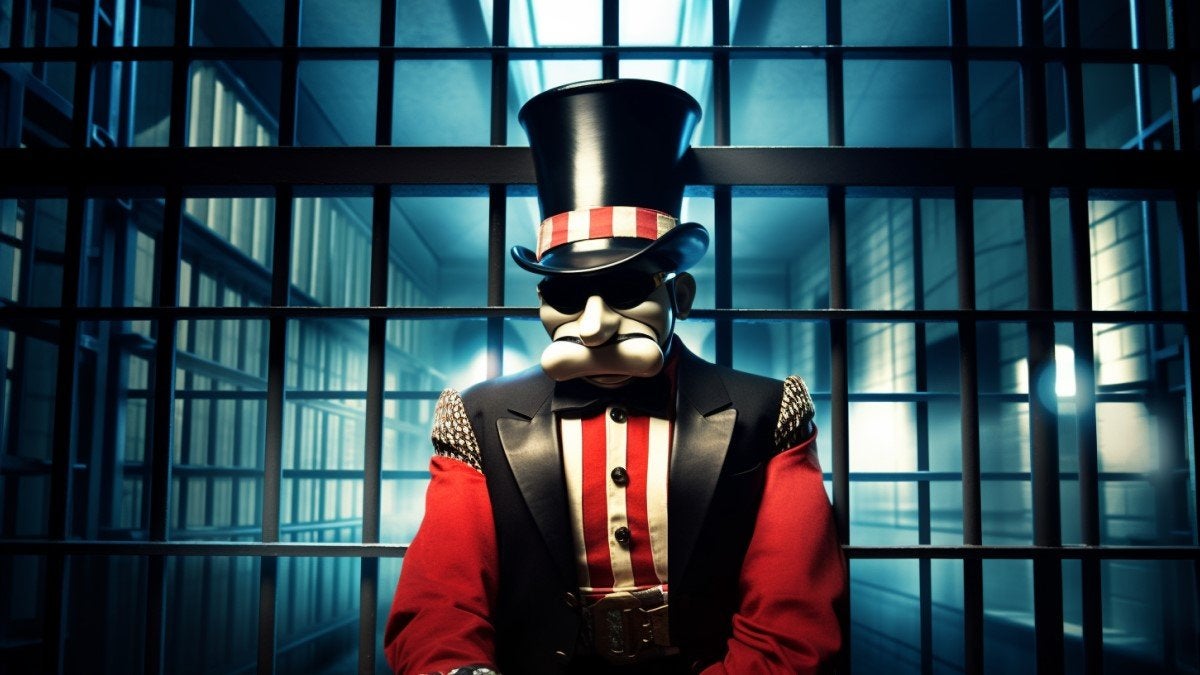The Monopoly Man in Jail.