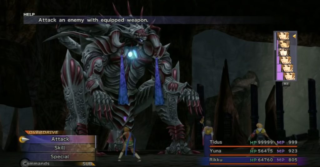 The battle with Ultima Weapon in Final Fantasy X.