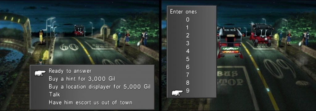 The player entering the ones digit for a code that has three digits.