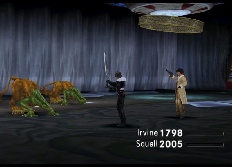 FFVIII Screenshots - Squall and Irvine take on the Iguions, statues that were animated by the Sorceress Edea.