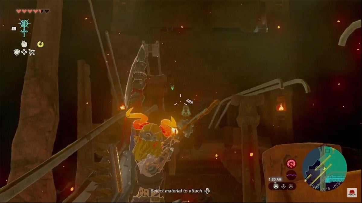 Link aiming an arrow at a distant bell switch.