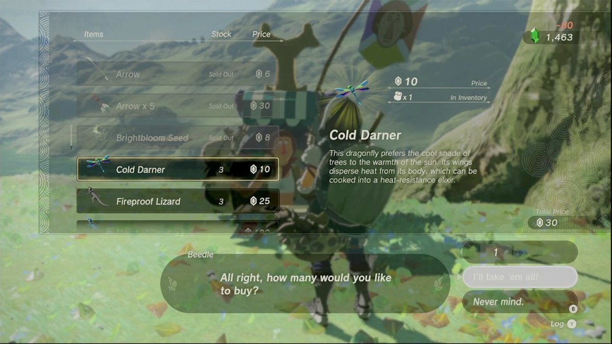 Link buying a Cold Darner from Beedle near Woodland Stable.