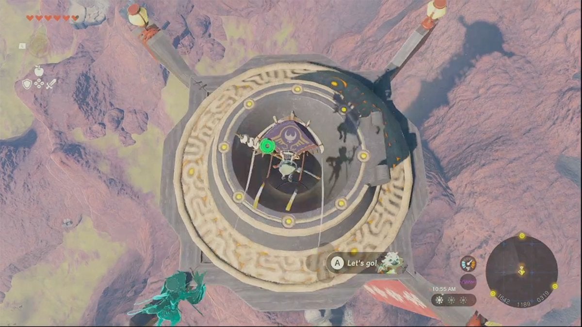 Link gliding into the top of a locked Skyview Tower.