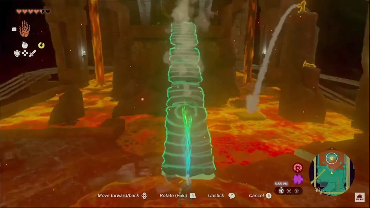 Link making a ramp from stone slabs up to the third gong.