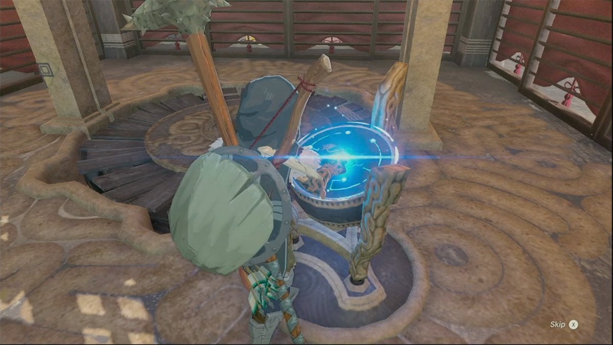 Link trying to unlock a Skyview Tower by interacting with the terminal within it.