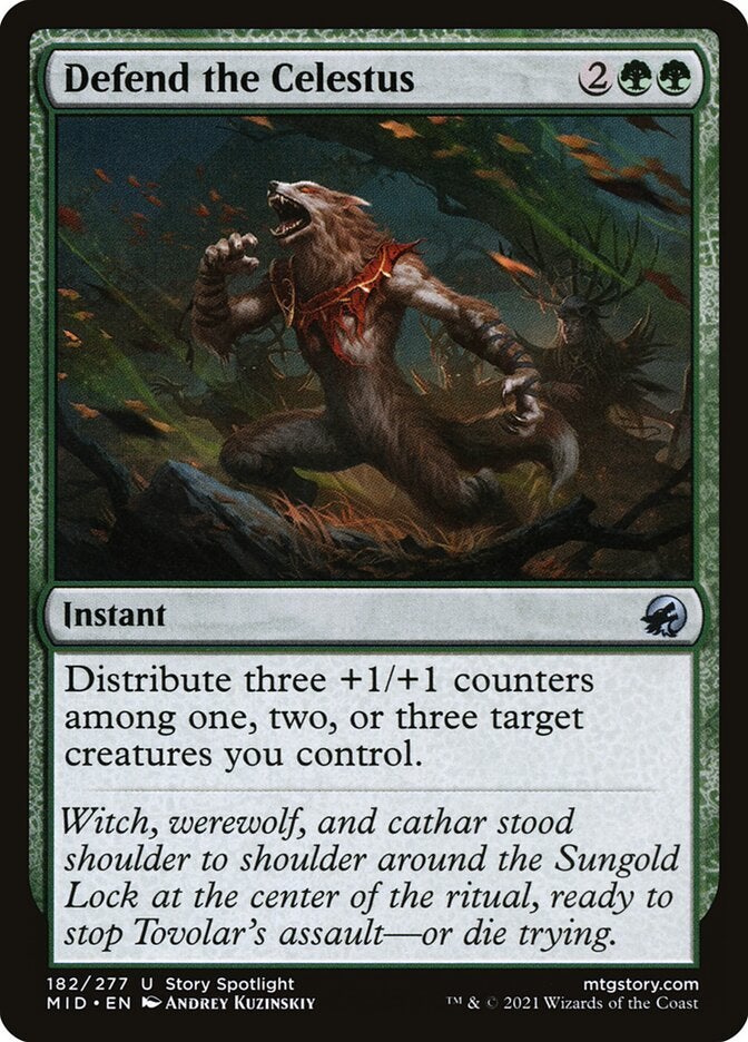 A green instant card in Magic: The Gathering that gives your creatures +1/+1 counters.