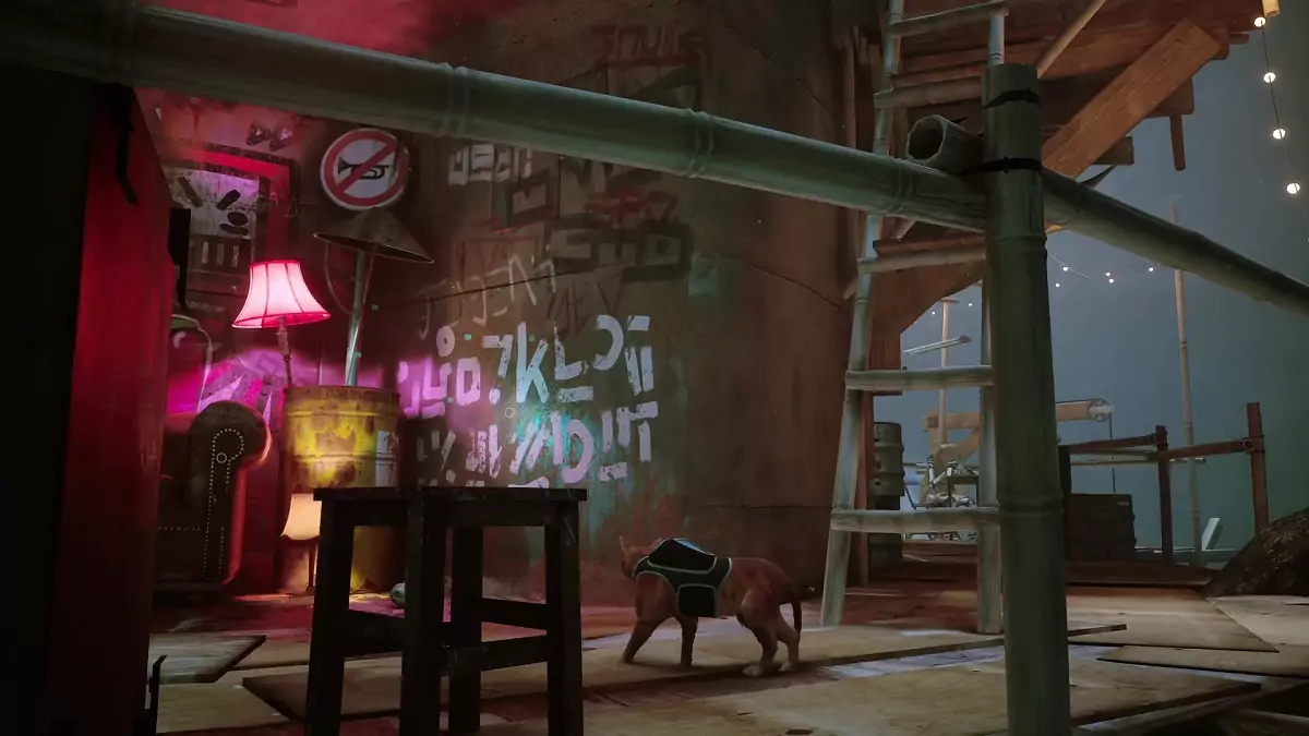 The Stray cat unlocking a memory in the Antvillage.