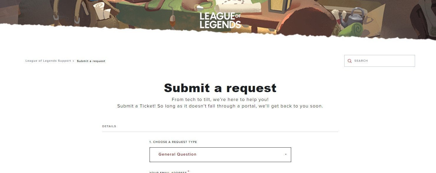 Riot Games Support, Submit Name Change tTcket