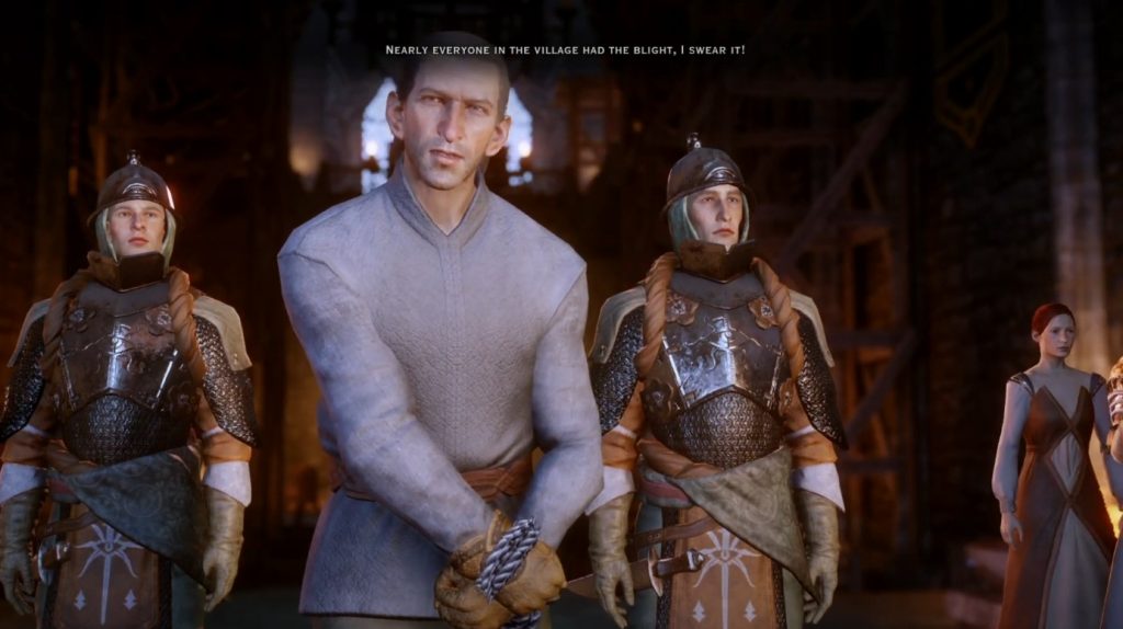 The Mayor of Crestwood being judged in Dragon Age: Inquisition.