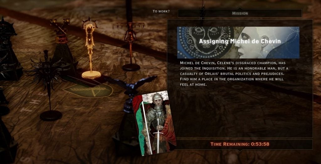 A war table mission for Michel de Chevin in Dragon Age: Inquisition.