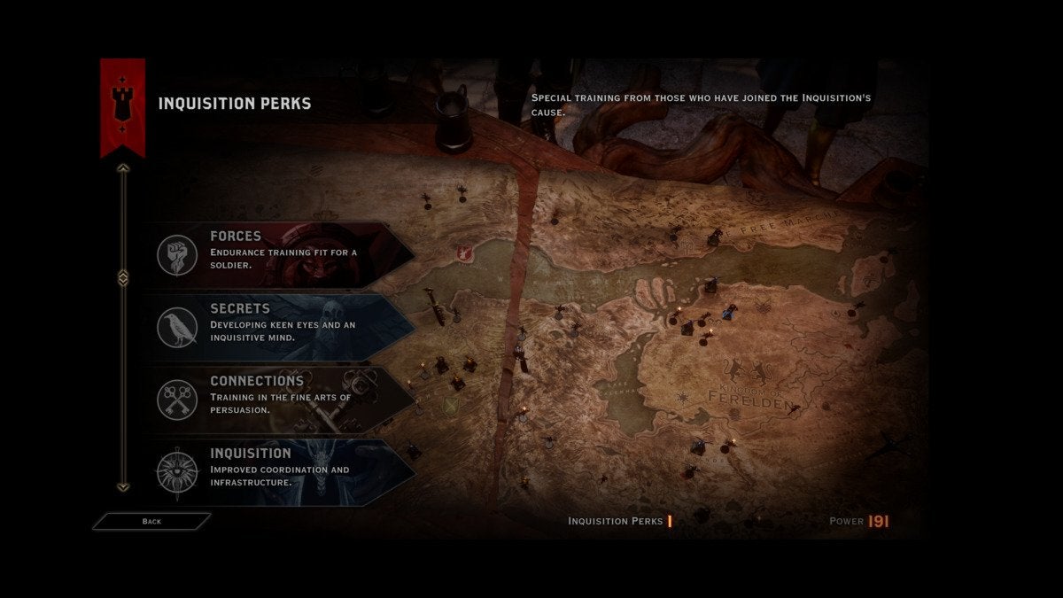 The Inquisition Perks categories in Dragon Age: Inquisition.