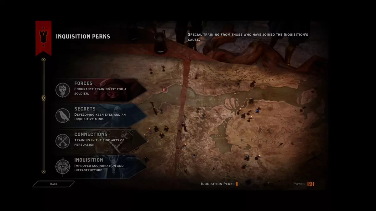 The Inquisition Perks categories in Dragon Age: Inquisition.