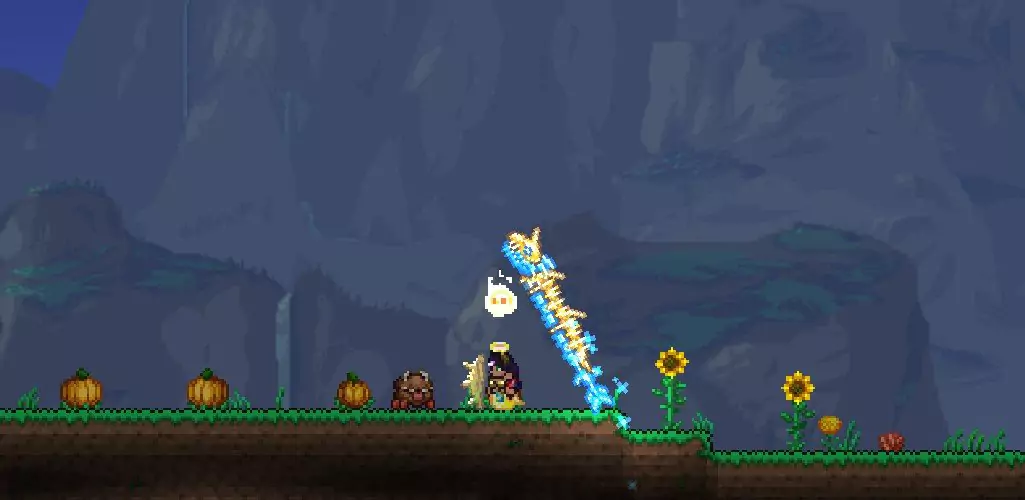 Pumpkins growing on surface Terraria