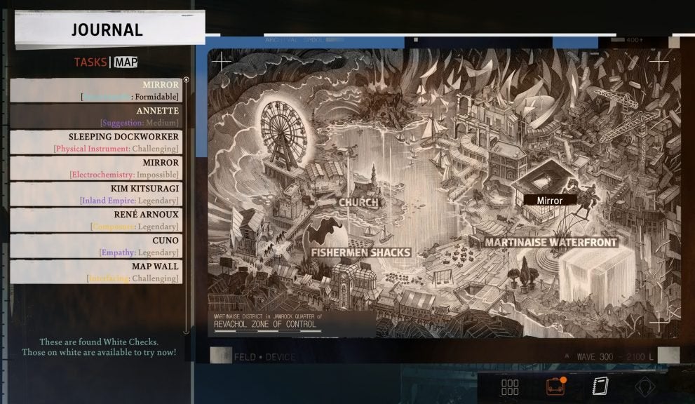 The map of Martinaise in Disco Elysium.