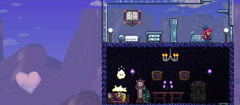 A player sleeping in Terraria.