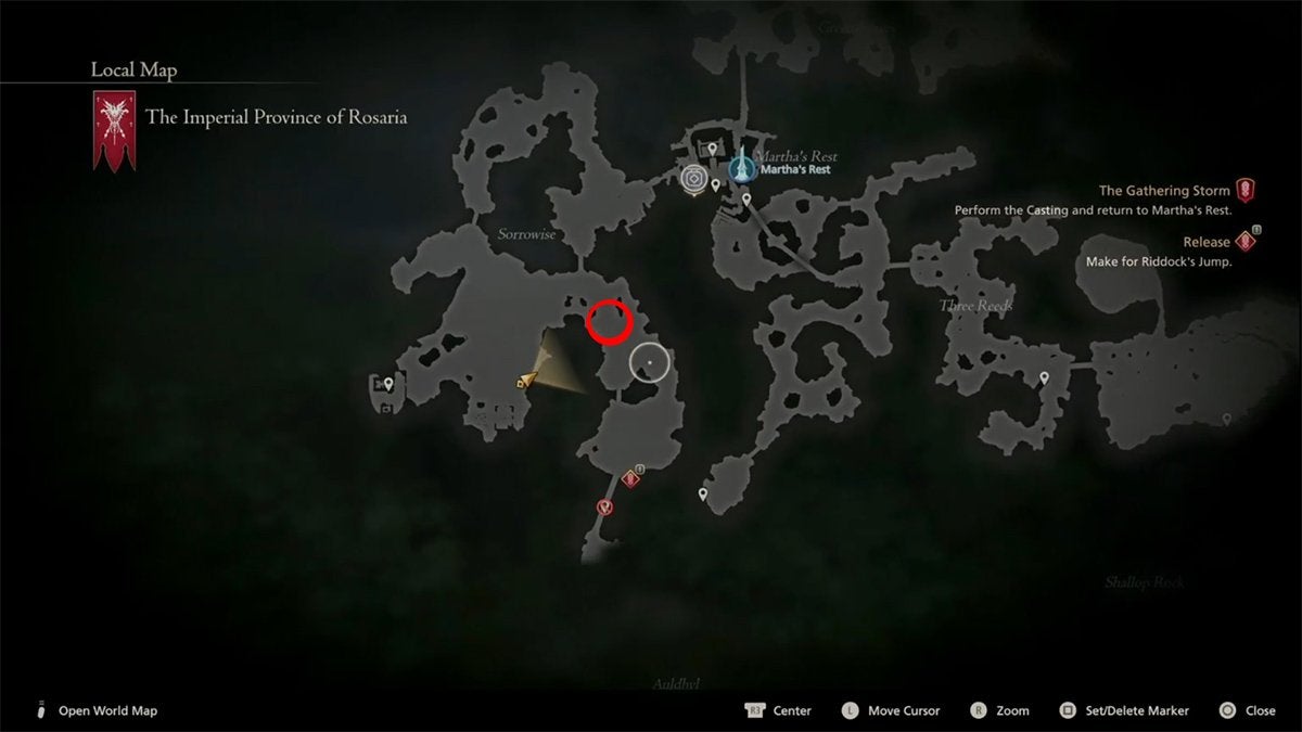 Where to find the Ahriman hunt on the Final Fantasy 16 map of Rosaria.