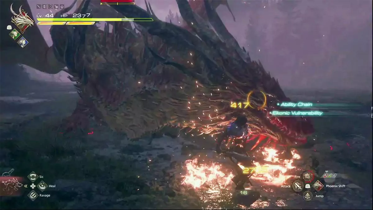 Clive fighting Svarog during the Ruin Reawakened hunt in Final Fantasy 16.