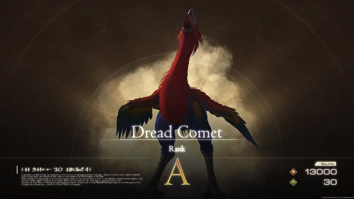 The Notorious Mark appearance during the Dread Comet hunt in Final Fantasy 16.