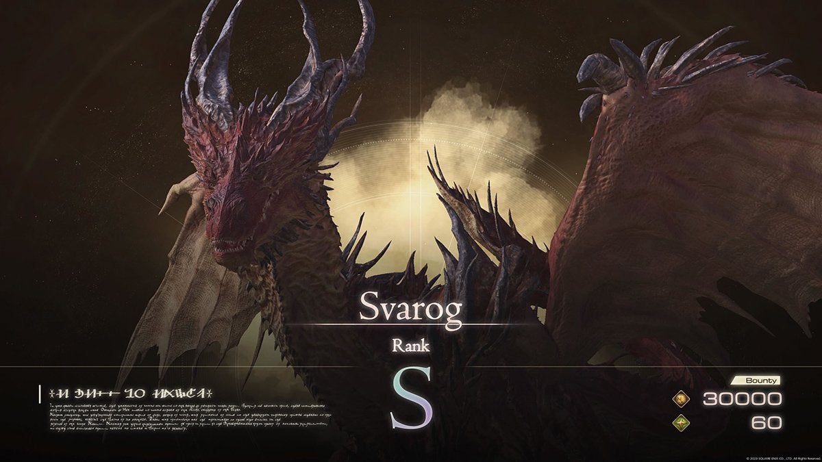 The Notorious Mark appearance of Svarog during the Ruin Reawakened hunt in Final Fantasy 16.