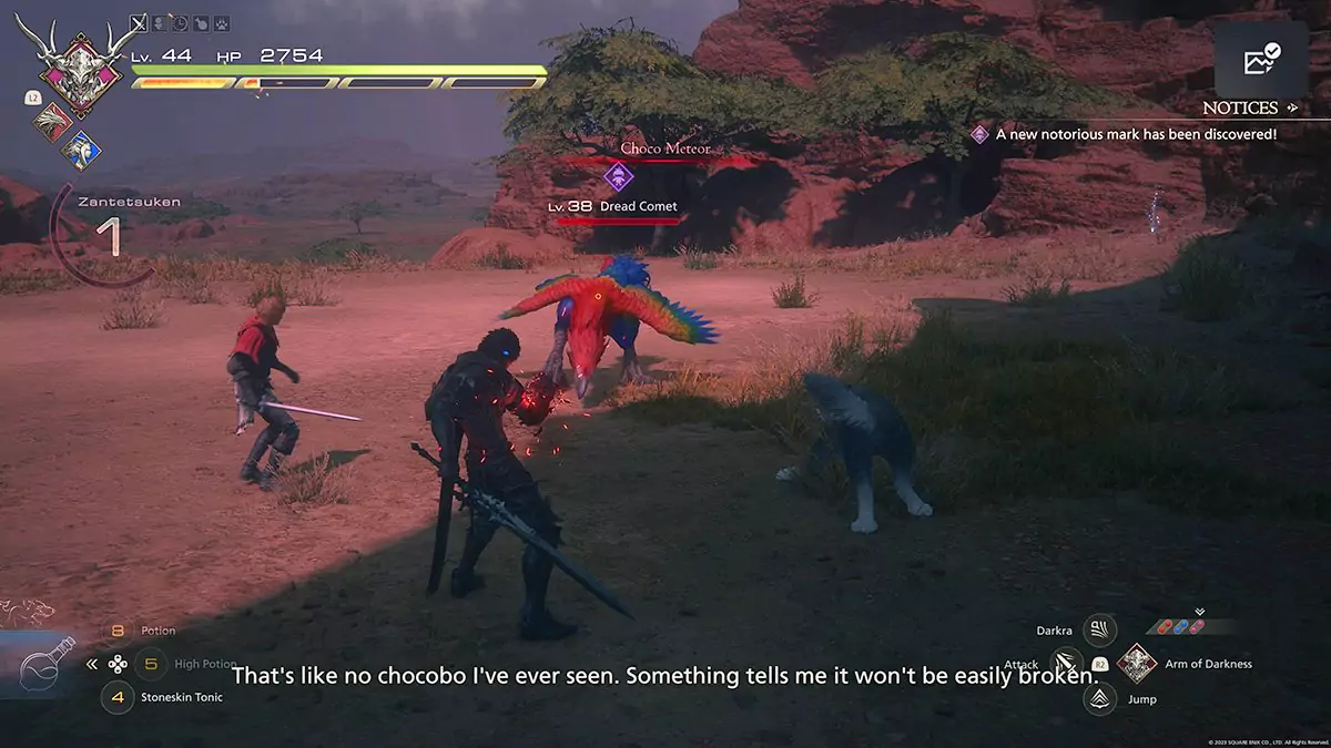 Clive about to fight the Dread Comet in Final Fantasy 16.