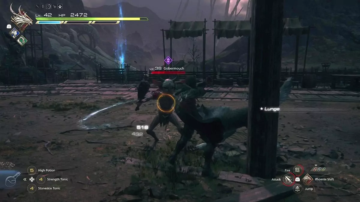Clive fighting Gobermouch in Final Fantasy 16.