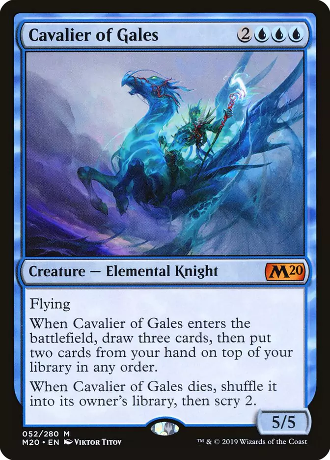 A blue creature card with Scry 2 and some other abilities.