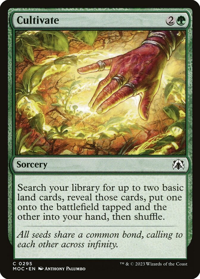 A green sorcery card that lets you play more lands than usual.
