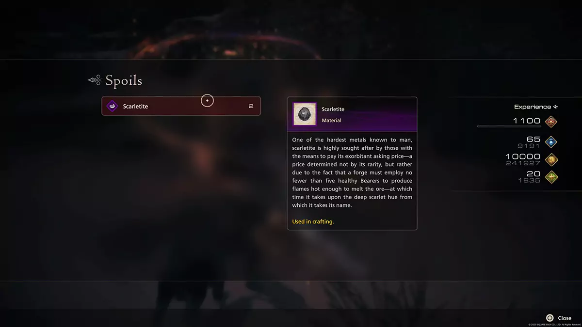 The rewards for the "A Hill to Die On" hunt in Final Fantasy 16.