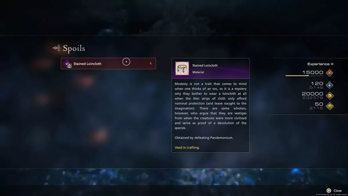 The rewards for completing the Pandemonium hunt in Final Fantasy 16.