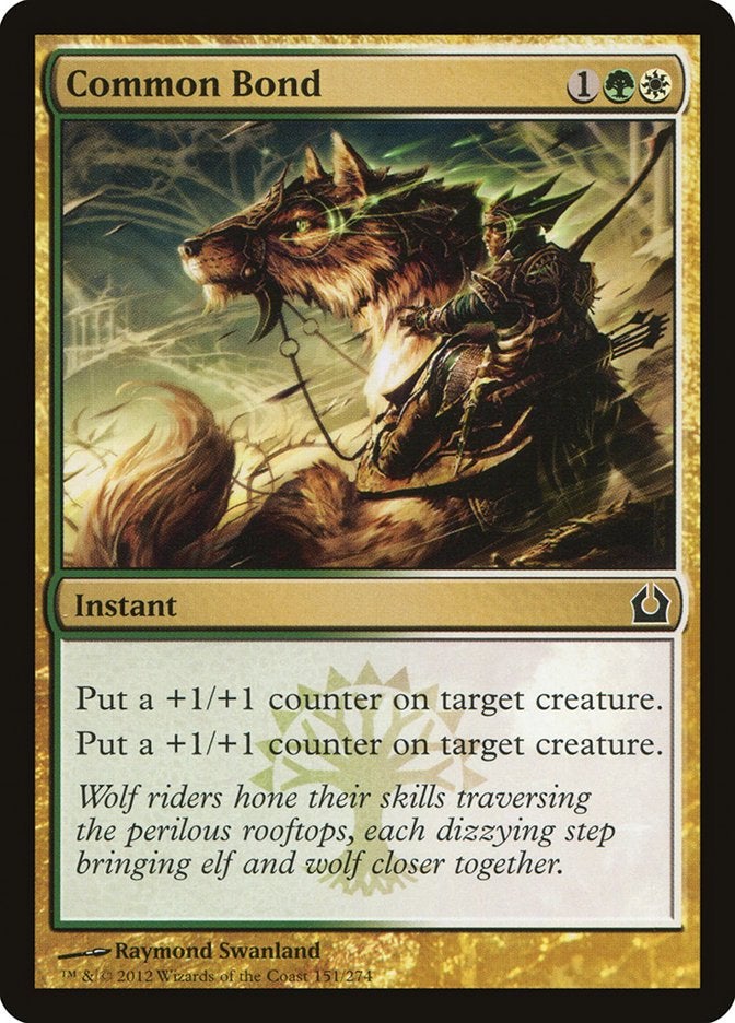 A green and white instant card in Magic: The Gathering that puts counters on a creature.