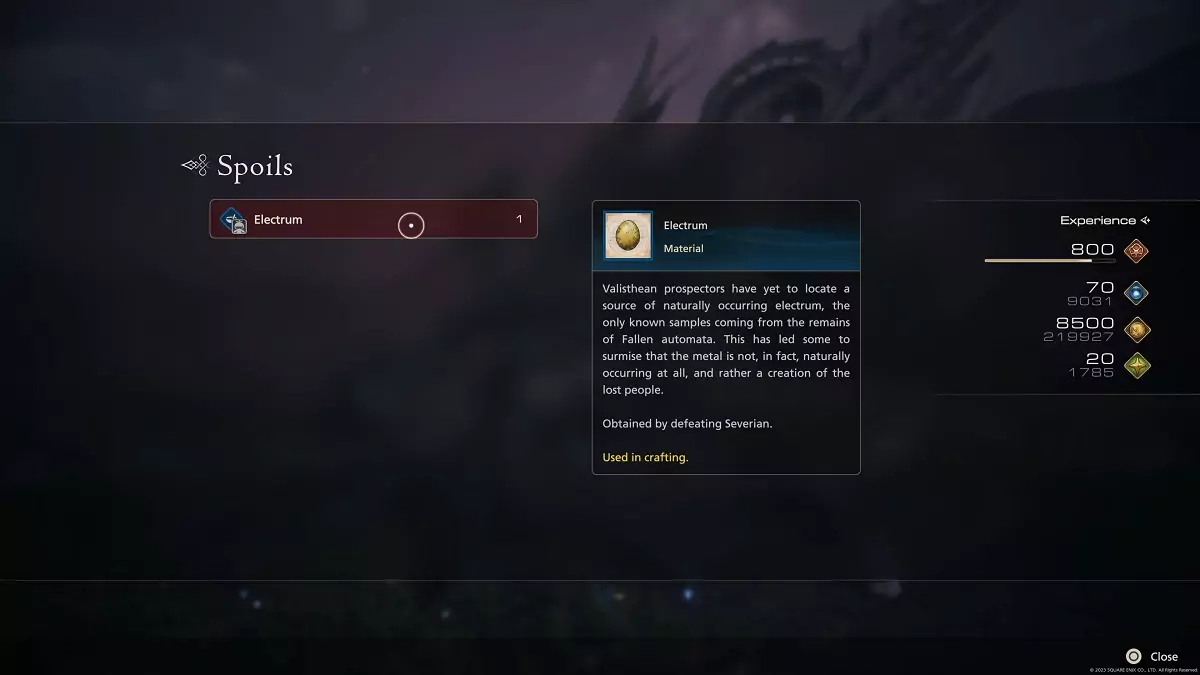 The rewards for completing the Severian Hunt in Final Fantasy 16.