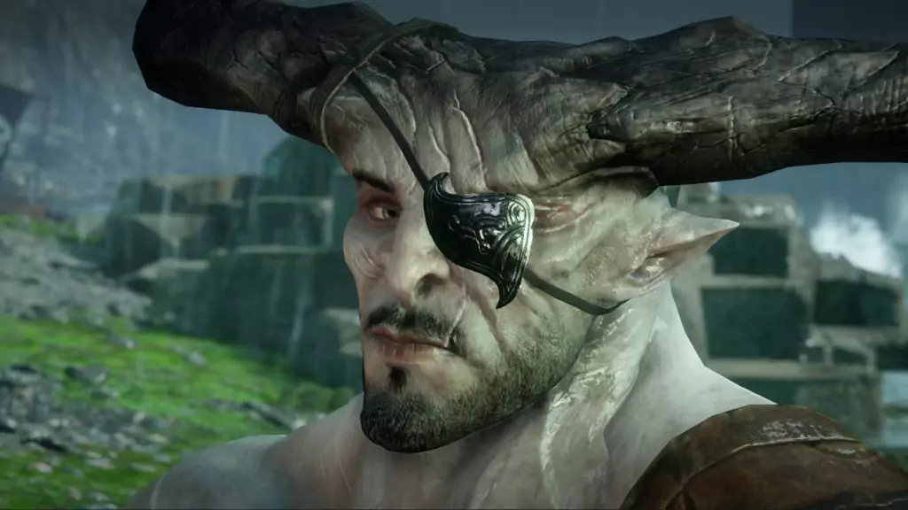 Iron Bull, a Qunari mercenary and romance option in Dragon Age: Inquisition.